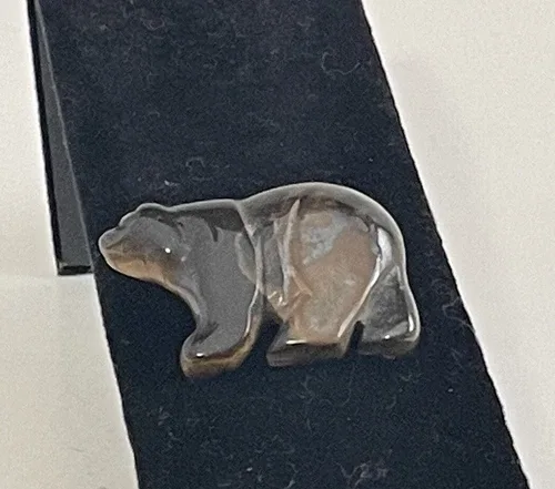 Southwestern Carved Stone Fetish Bear Brooch Pin