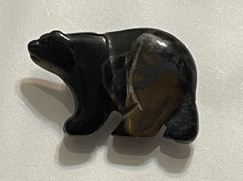 Southwestern Carved Stone Fetish Bear Brooch Pin image indicator(2)