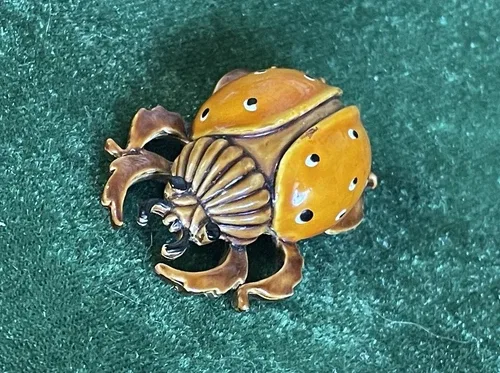 Vintage ‘Original by Robert’ Enamel Beetle Bug Brooch Pin