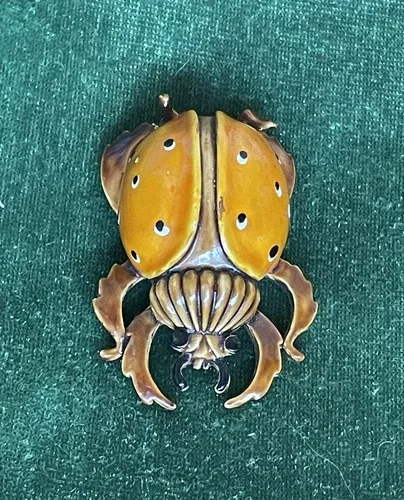 Vintage ‘Original by Robert’ Enamel Beetle Bug Brooch Pin image indicator(2)