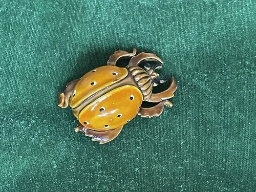 Vintage ‘Original by Robert’ Enamel Beetle Bug Brooch Pin image indicator(4)