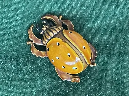 Vintage ‘Original by Robert’ Enamel Beetle Bug Brooch Pin image indicator(5)