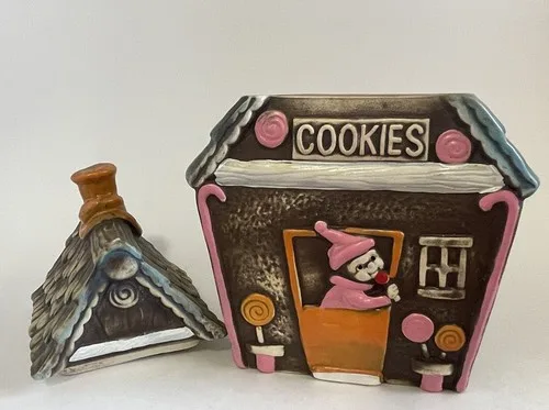Vintage Gingerbread House Cookie Jar Made in Japan image indicator(6)