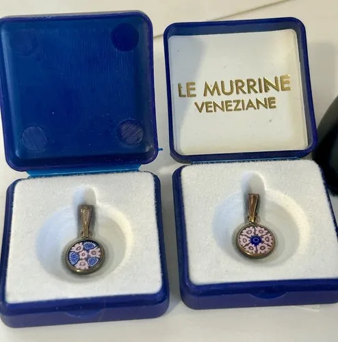 6 PCE LOT: 4 Murrine Veneziane Pendants, Murano Bracelet, 925 Mi image indicator(2)