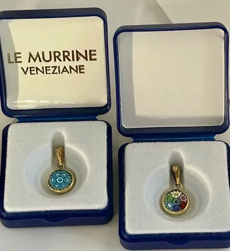 6 PCE LOT: 4 Murrine Veneziane Pendants, Murano Bracelet, 925 Mi image indicator(3)