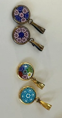 6 PCE LOT: 4 Murrine Veneziane Pendants, Murano Bracelet, 925 Mi image indicator(9)