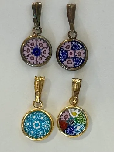 6 PCE LOT: 4 Murrine Veneziane Pendants, Murano Bracelet, 925 Mi image indicator(10)