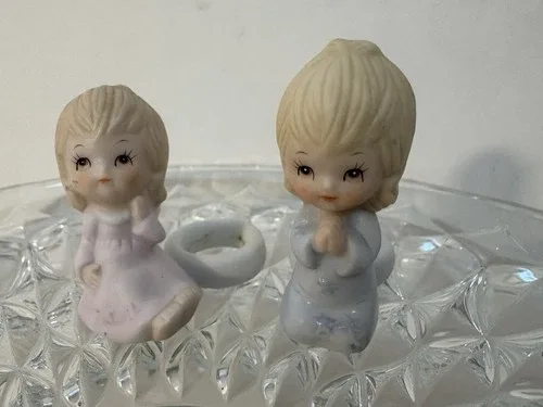 Vintage Lefton Angel Wing Candle Hugger Set 1982