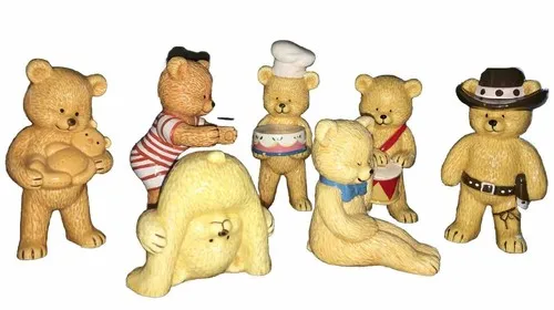 Vintage Adorable Hand Painted Bone China Bear - Lot Of 7