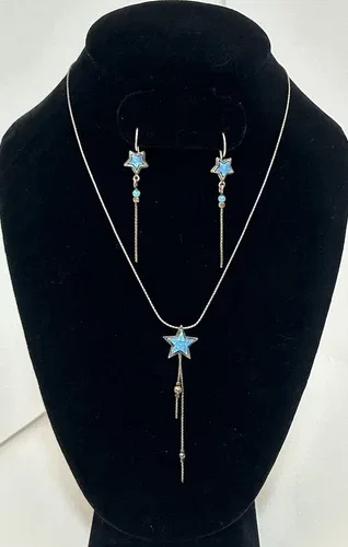ARTISAN MADE STERLING SILVER & OPAL GLASS SET