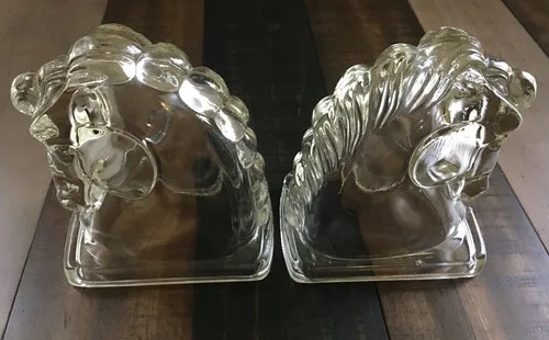 Vintage Federal Glass Horse Head Bookends image indicator(2)