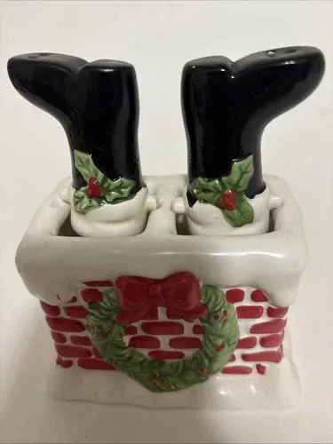 Santa In Chimney Salt And Pepper Shakers