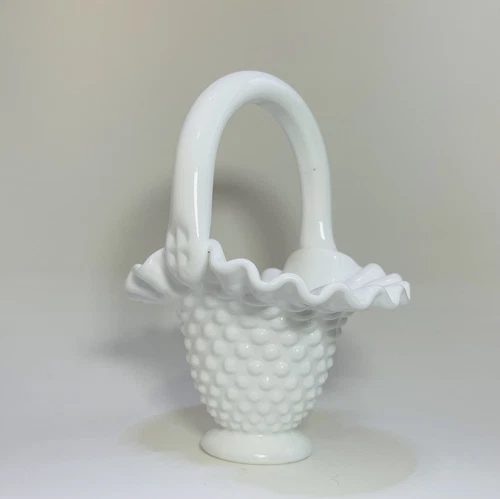 Fenton Milkglass Hobnail 6 inch Basket