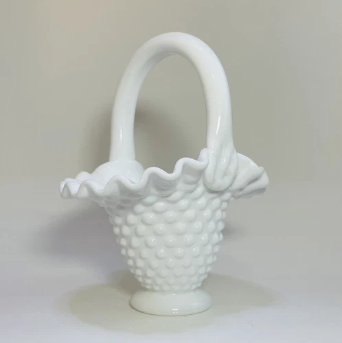 Fenton Milkglass Hobnail 6 inch Basket - photo 2