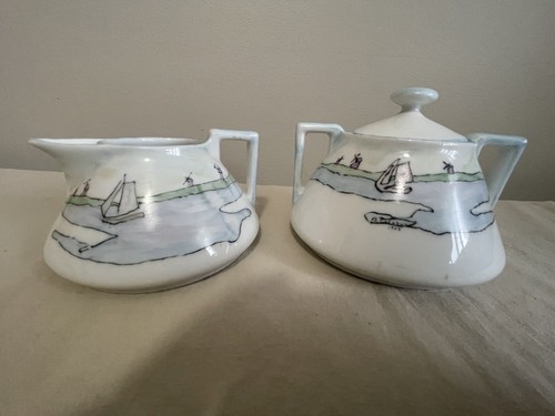 Antique 1913 Porcelain Cream & Sugar Set - photo 2