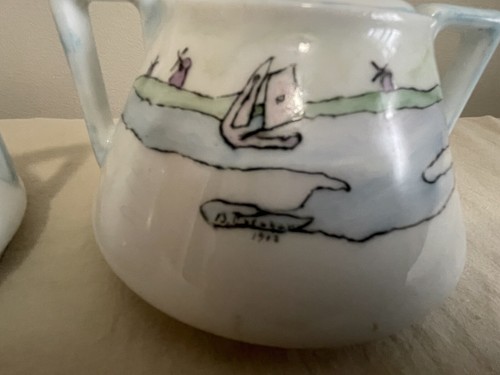 Antique 1913 Porcelain Cream & Sugar Set - photo 3