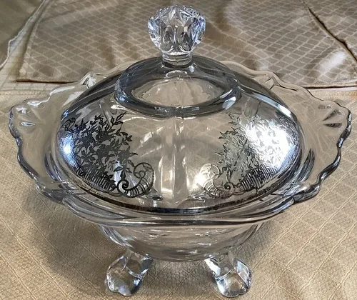 Vintage Silver City Footed Candy Bowl With Lid