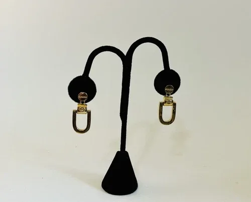 Vintage GIVENCHY Gold Tone Door Knocker Pierced Earrings 1980's