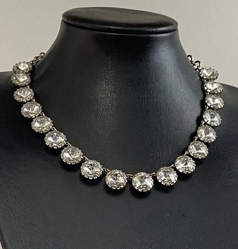 CLASSIC J. CREW GOLD TONE CLEAR RIVOLI NECKLACE image indicator(3)