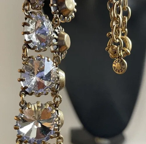 CLASSIC J. CREW GOLD TONE CLEAR RIVOLI NECKLACE image indicator(4)