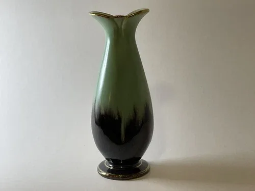 Vintage Bay Keramik Turquoise Drip Glaze Vase - Made In Germany