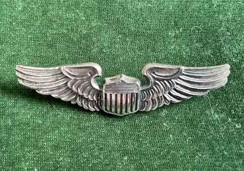 WW2 UNITED STATES AIR PILOT WINGS PIN STERLING SILVER MS Meyer I
