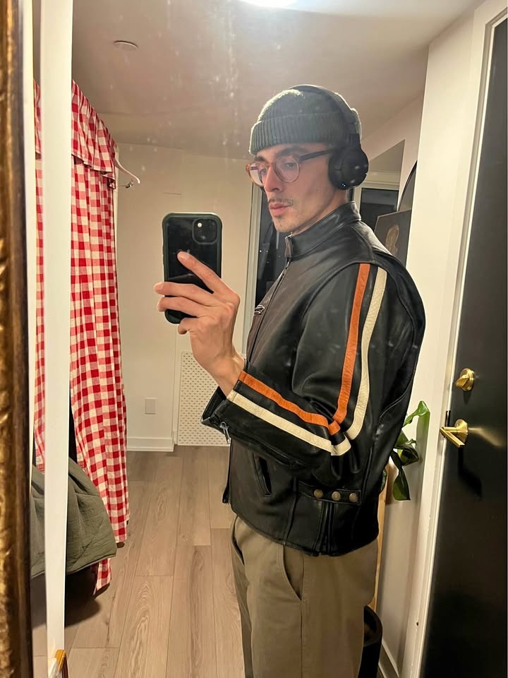 Vintage 90’s striped moto leather sz. M