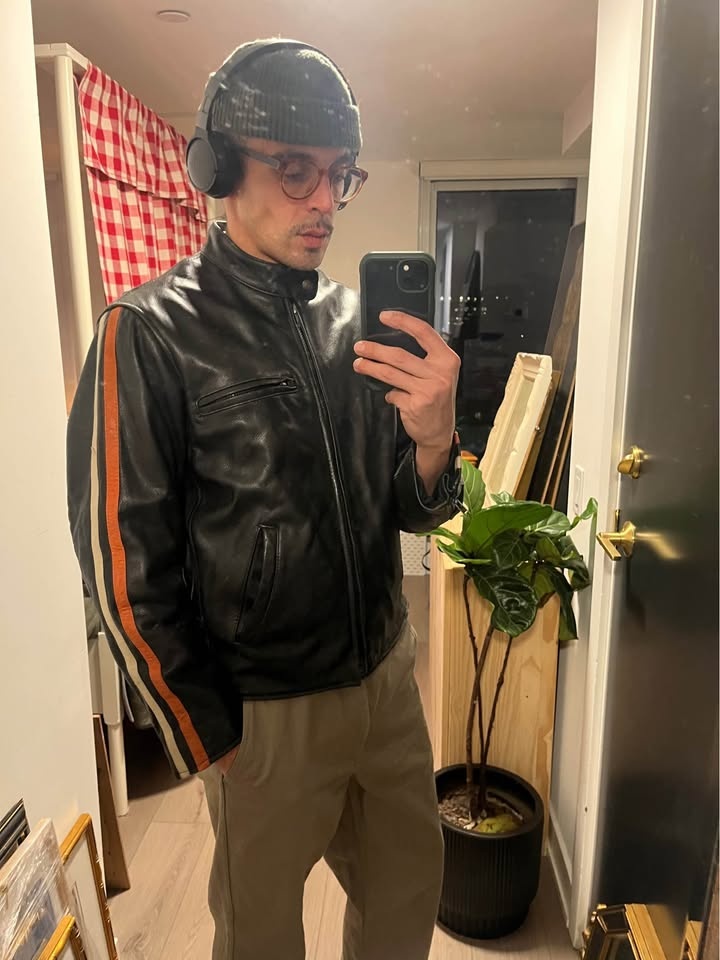 Vintage 90’s striped moto leather sz. M - photo 2