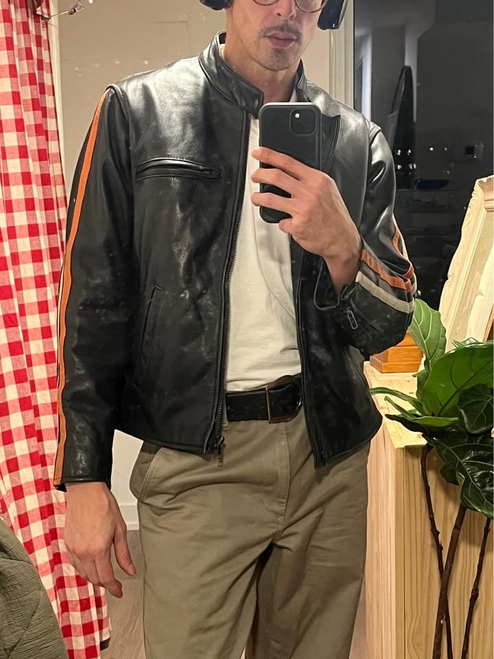 Vintage 90’s striped moto leather sz. M - photo 4