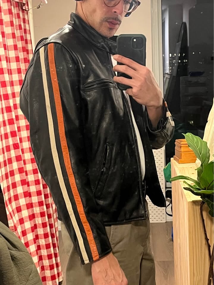 Vintage 90’s striped moto leather sz. M - photo 5