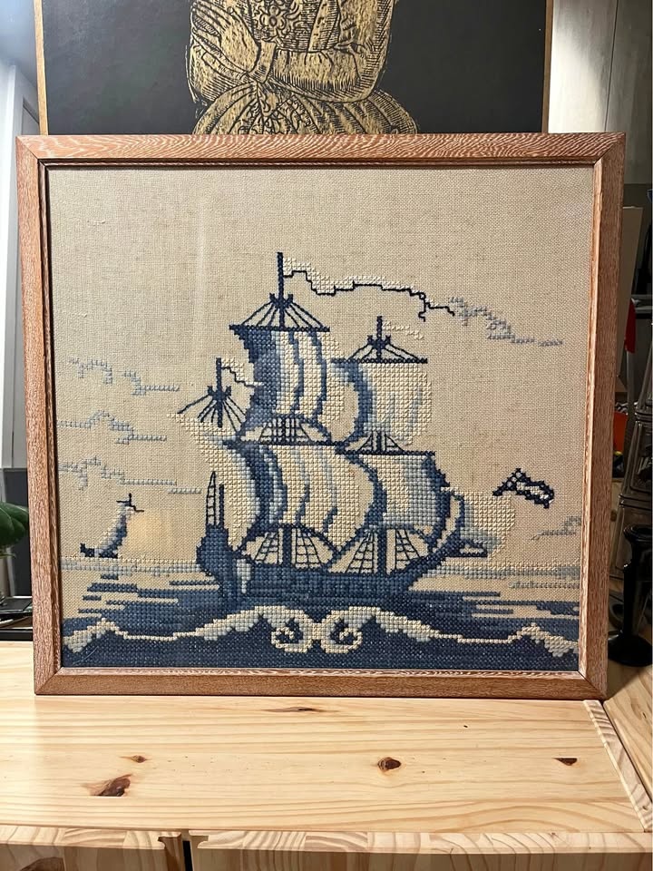 Vintage nautical needlepoint