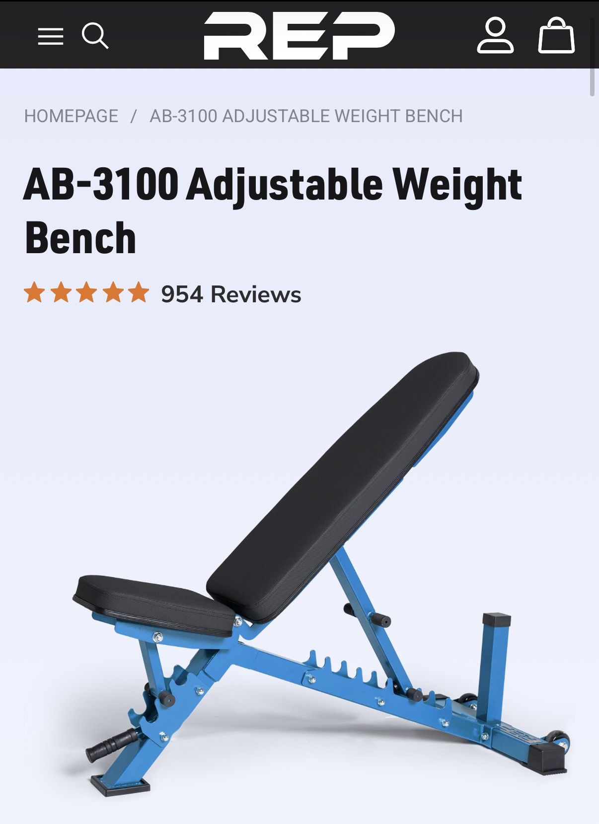 Rep Fitness Adjustable Gym Weight Bench - photo 2