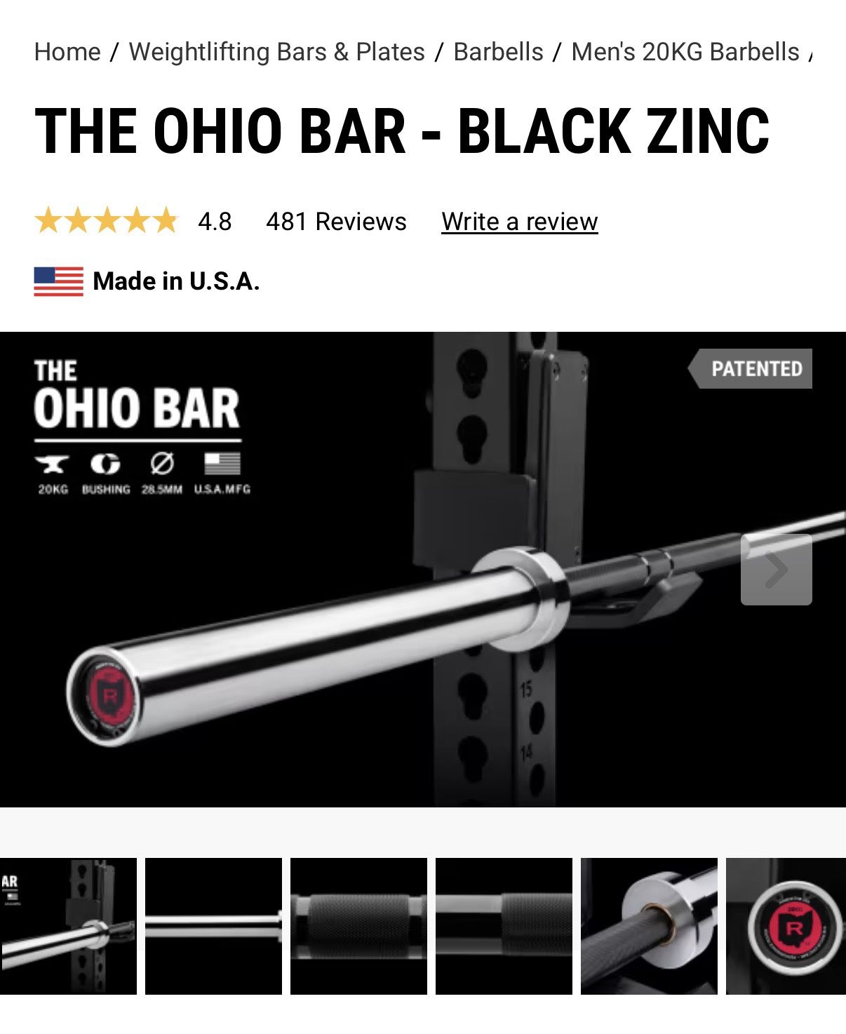 Rogue Fitness Ohio Olympic Barbell - photo 2