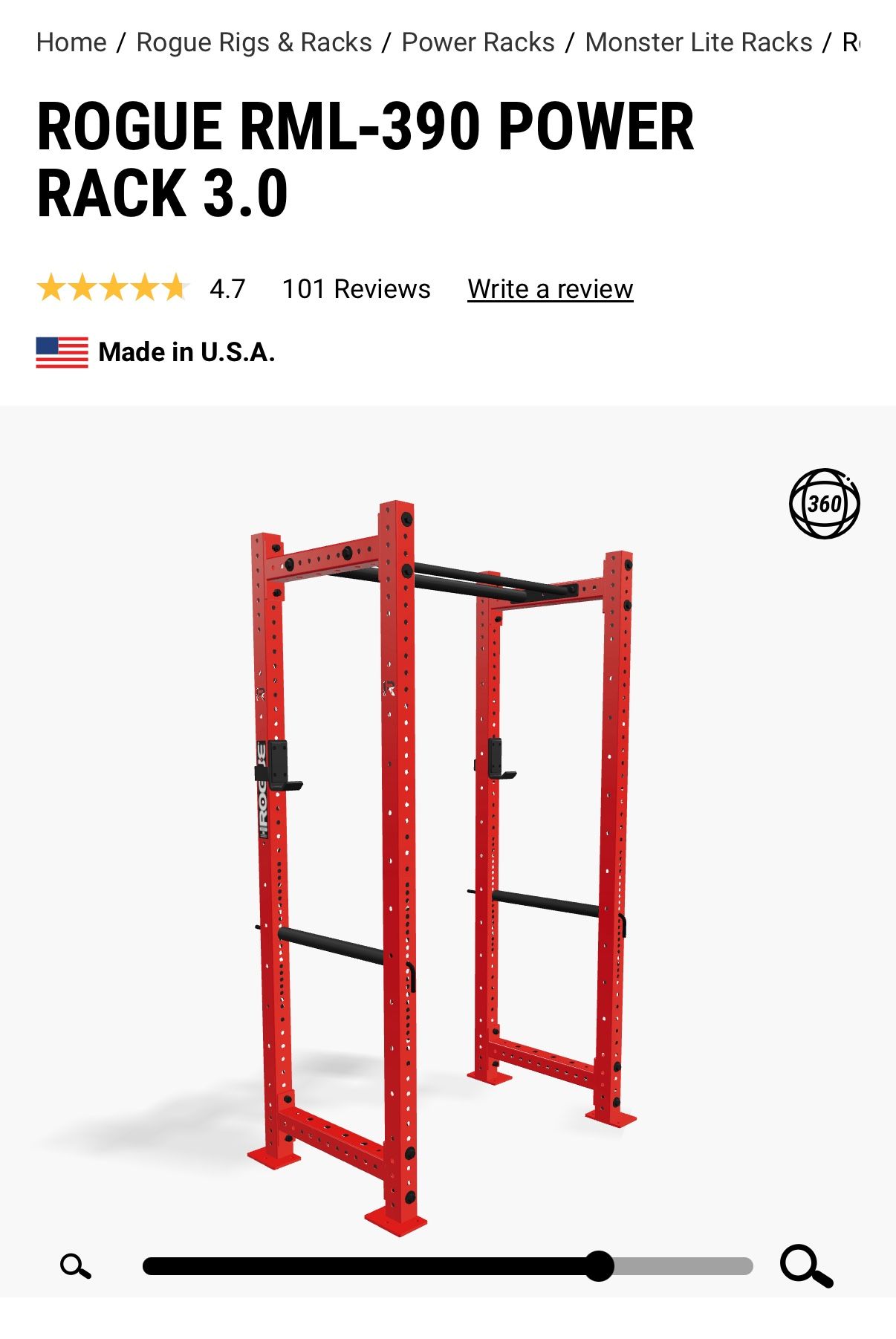 90” Rogue Fitness RML-390 Power Rack 3.0 WITH EXTRAS - photo 2