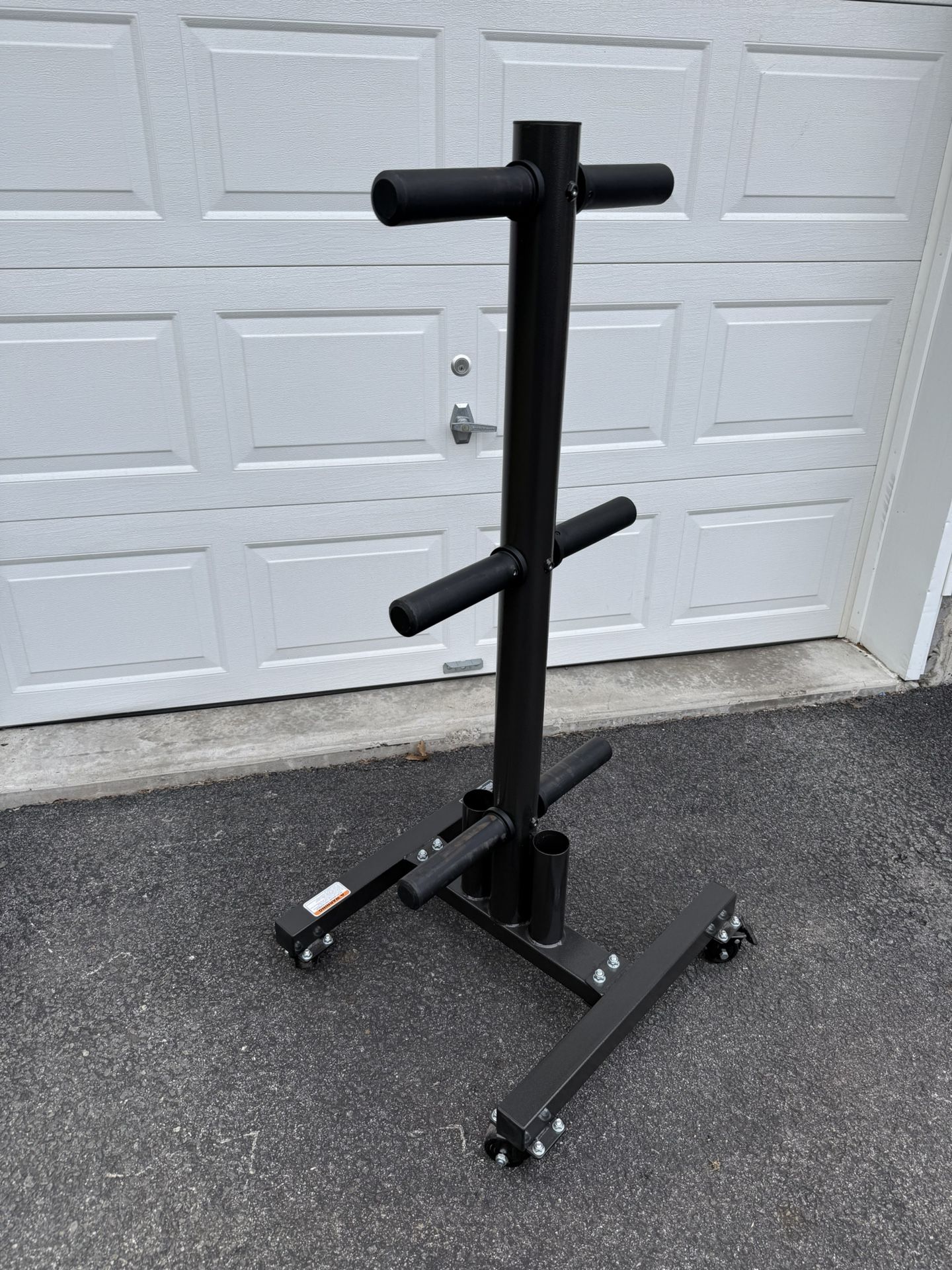 Olympic & Standard Vertical Weight Plate Tree With Barbell Stora