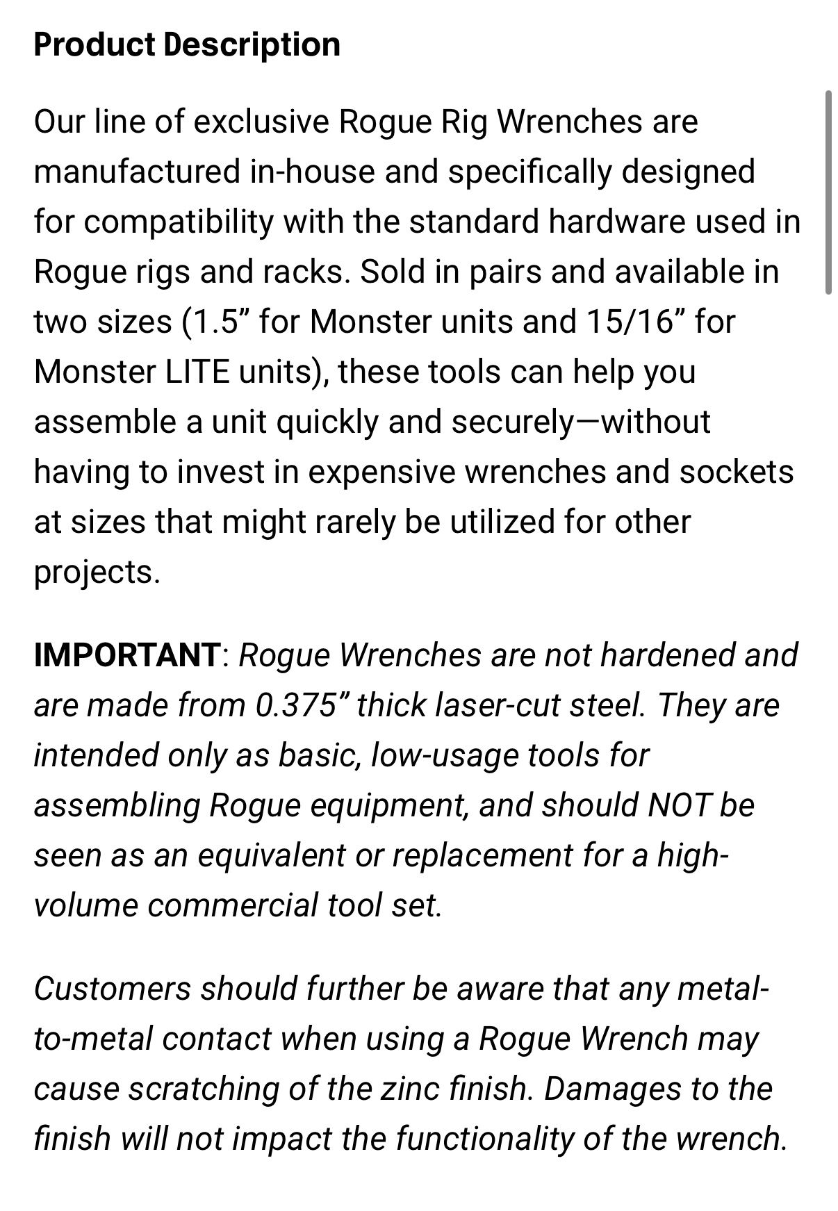 Rogue Fitness Wrench Set - photo 4
