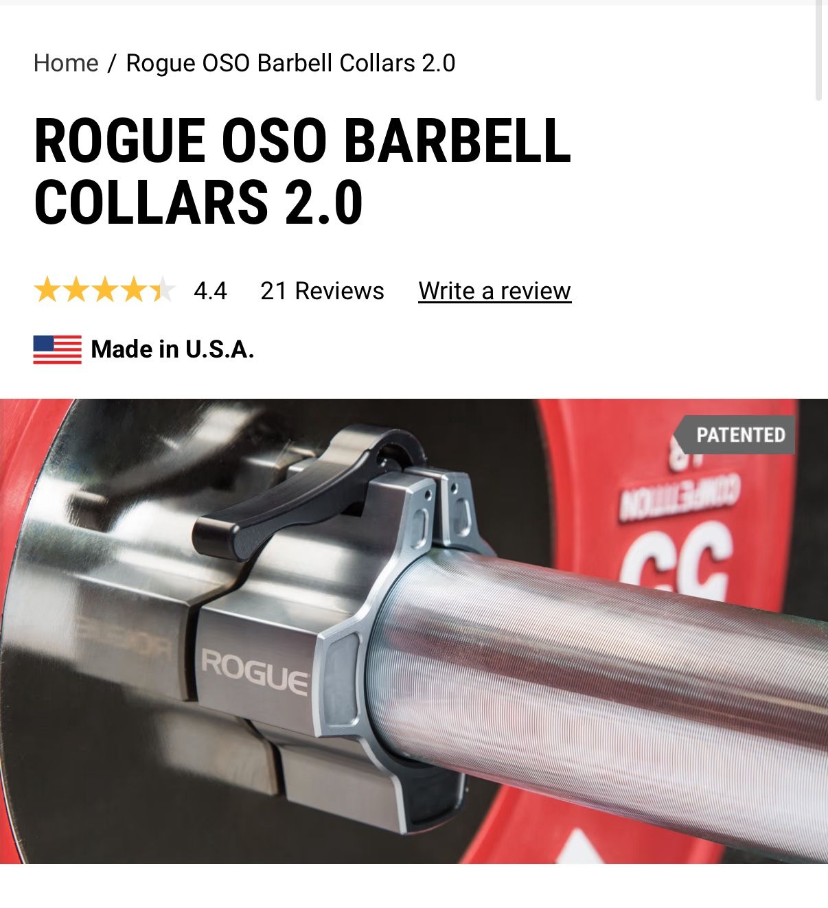 Rogue Fitness OSO Olympic Barbell Collars - photo 2