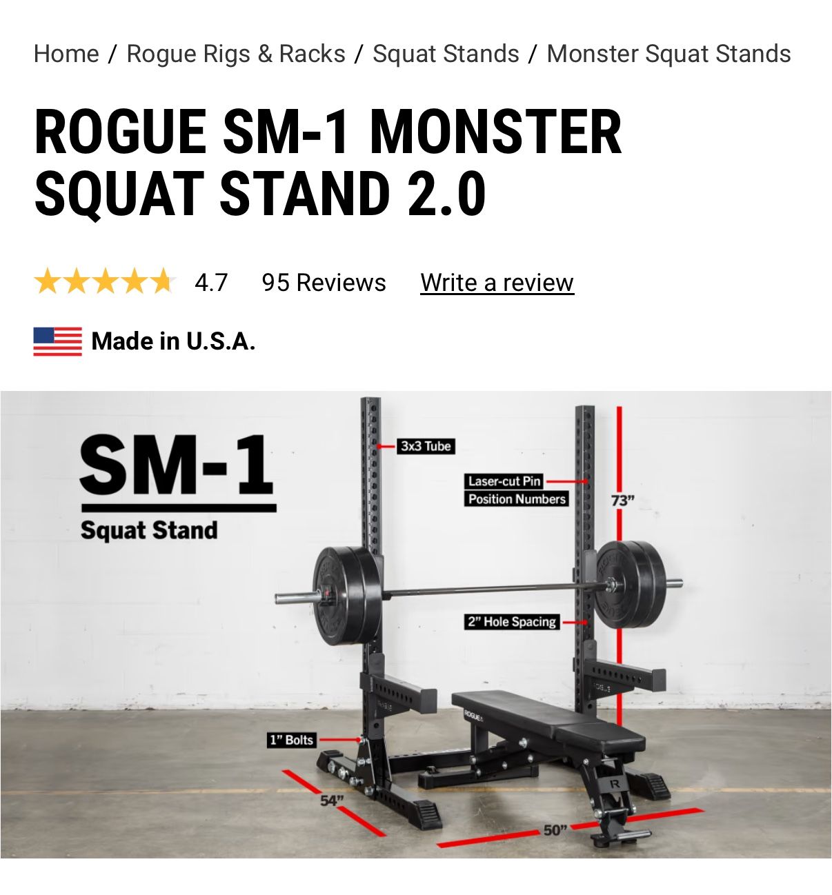 Rogue Fitness Monster Squat Stand WITH Safety Spotter Arms - photo 2