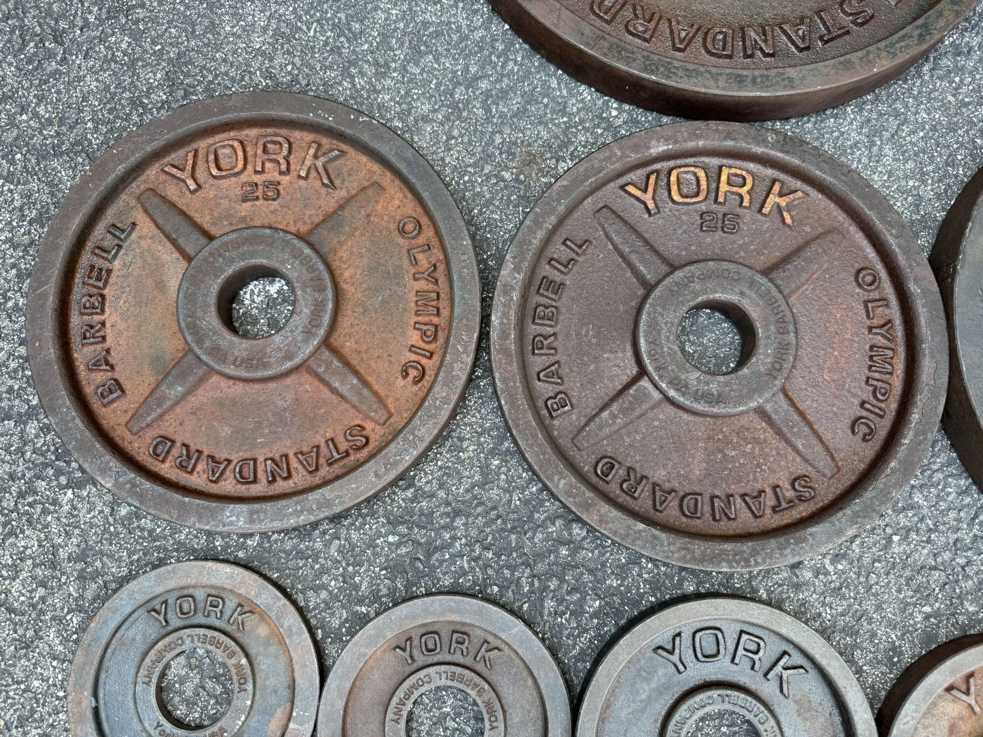 Vintage YORK Barbell Deep Dish Olympic Weight Plates Set - photo 4