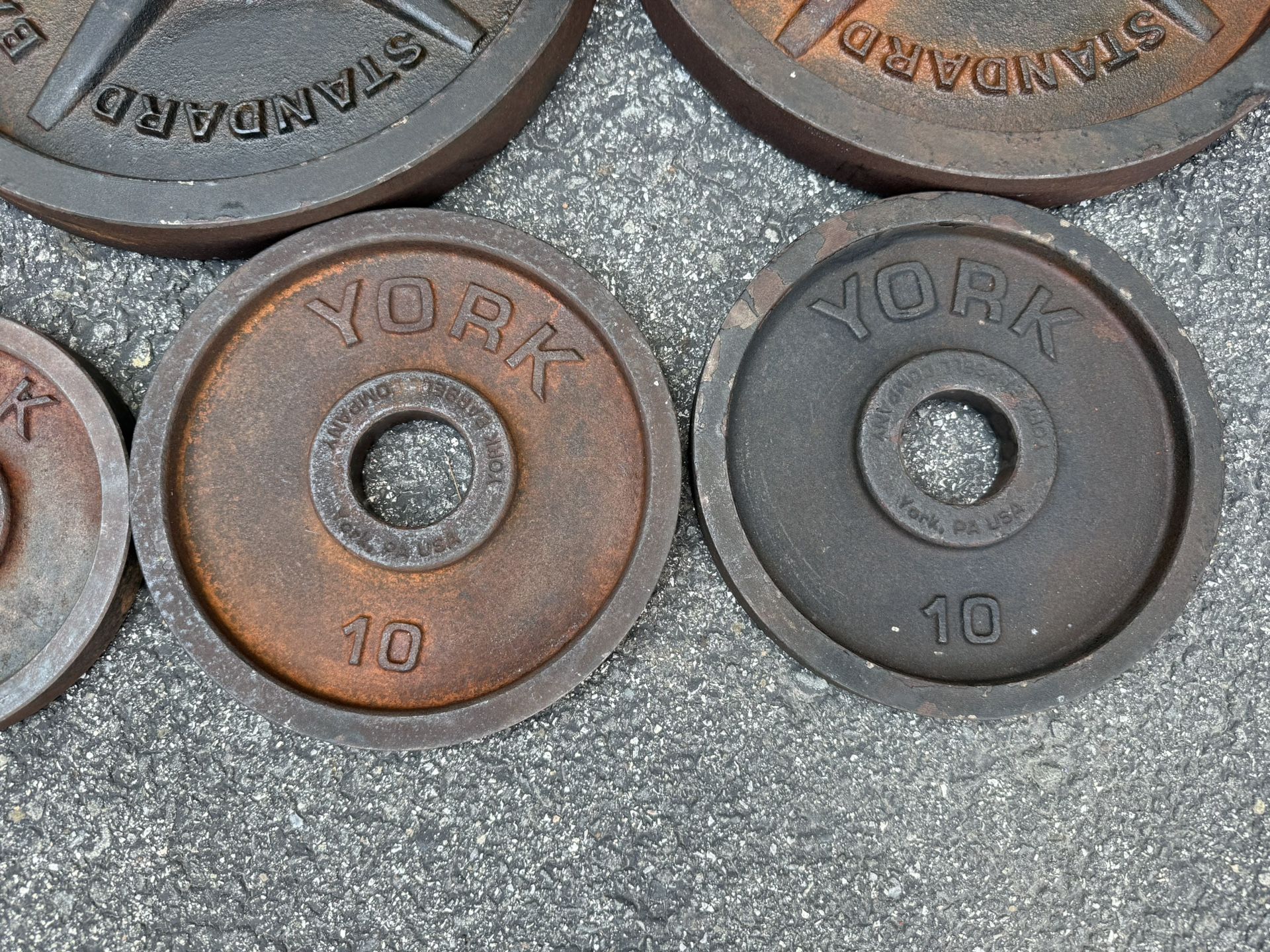 Vintage YORK Barbell Deep Dish Olympic Weight Plates Set - photo 5