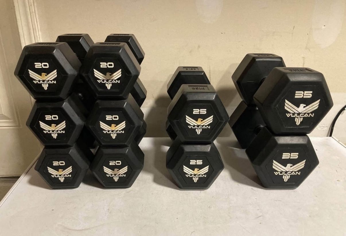 Vulcan Elite Rubber Urethane Hex Dumbbells