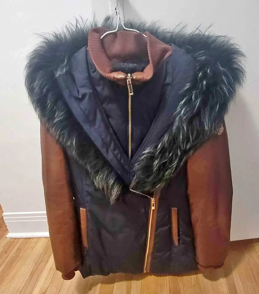 Real fur and down winter coat