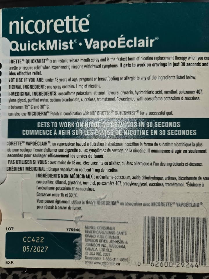 Nicorette Quickmist 1mg x 2 Pack - photo 2