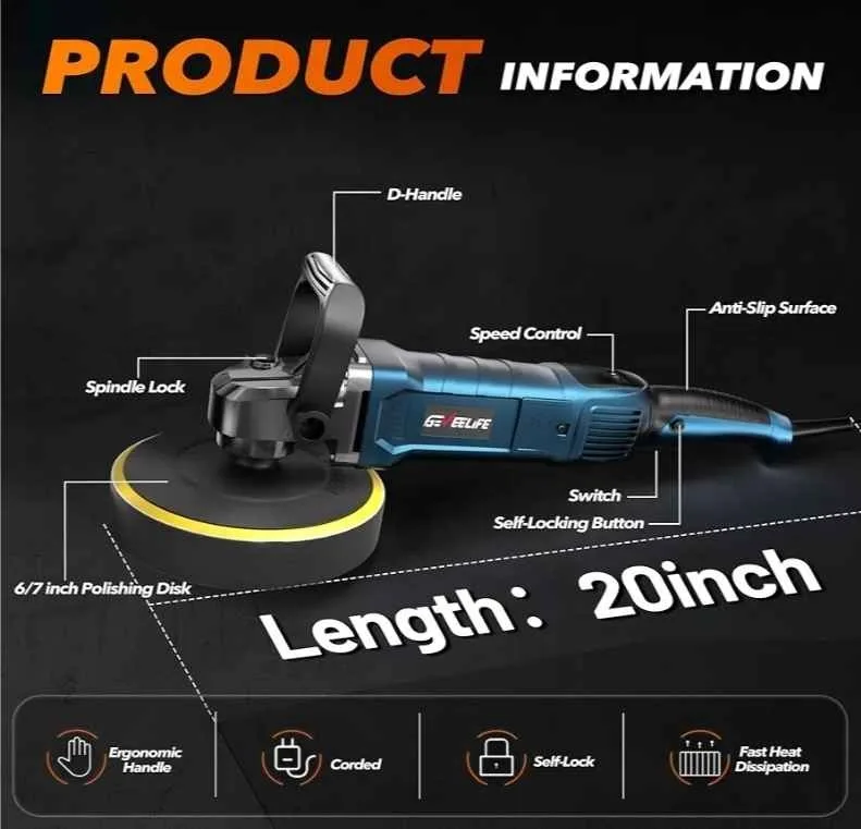 Buffer Polisher, 900W Orbital, .6 Variable Speed image indicator(3)