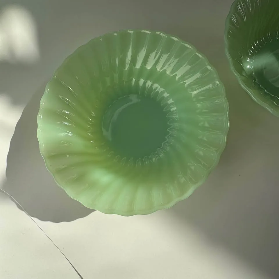 Vintage Anchor Hocking Jadeite Swirl Serving Bowls image indicator(2)