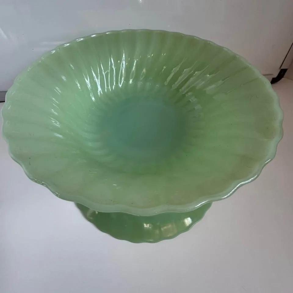Vintage Anchor Hocking Jadeite Swirl Serving Bowls image indicator(8)
