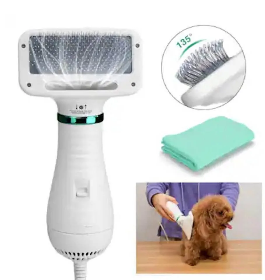 2 in 1 Pet Hair Dryer Blower Slicker Brush for Dogs Cats Groomin
