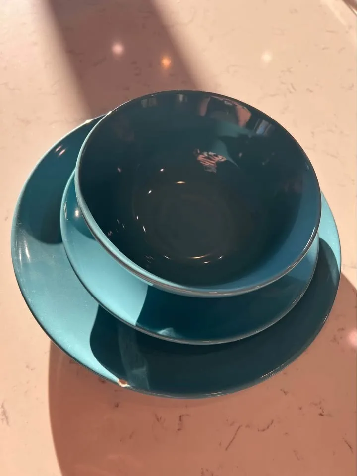 Beautiful Teal Blue Dish Set image indicator(2)