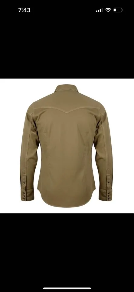 SAINT LAURENT Western Shirt Green Herringbone XL image indicator(2)