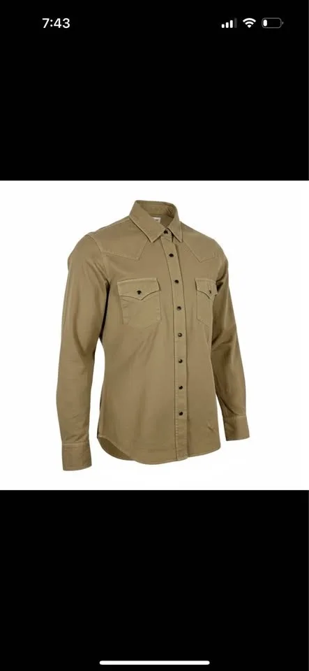 SAINT LAURENT Western Shirt Green Herringbone XL image indicator(3)